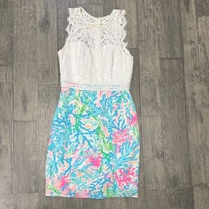 Lilly Pulitzer White Lace and Seashell Print Dress